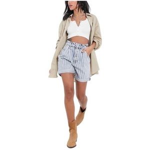 Free People | Indigo Blue Stripe Denim Shorts